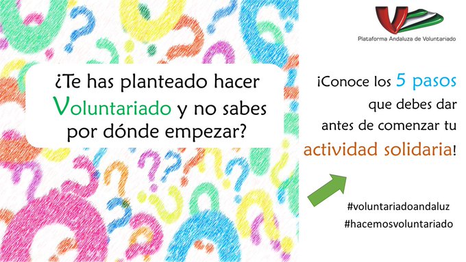 👣Aquí tienes los “5 pasos” que debes dar antes de comenzar una actividad solidaria. Si aun no te has decidido ¡Te informamos! voluntariadoandaluz.org/index.php/2021…
#Hacemosvoluntariado #voluntariadoandaluz