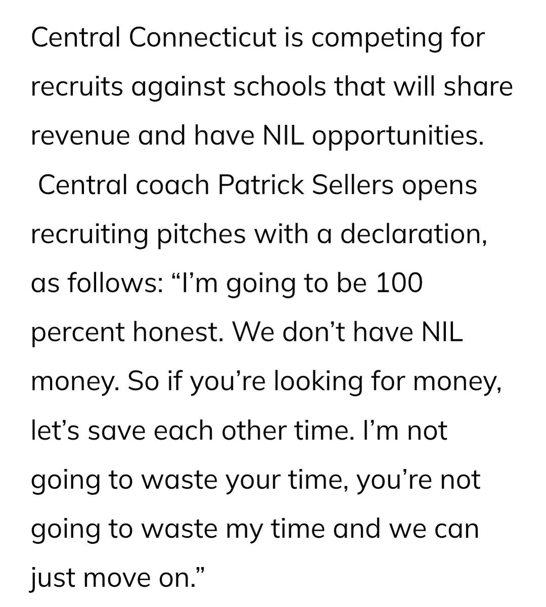 No surprises here. The Ivy League schools were never going to opt-in. And I never expected CCSU to opt in. 

I did think this quote from Sellers was pretty interesting. He's doing his best, but it's only going to become more and more difficult.