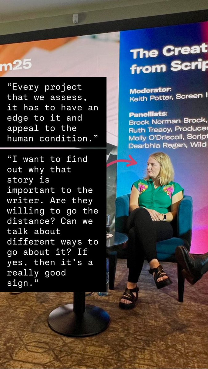 Some of the powerful words from our fantastic panelists as part of ‘The Creative Journey from Script to Screen’ during #FleadhForum25 🌟

<a href="/ScreenIreland/">Screen Ireland</a>