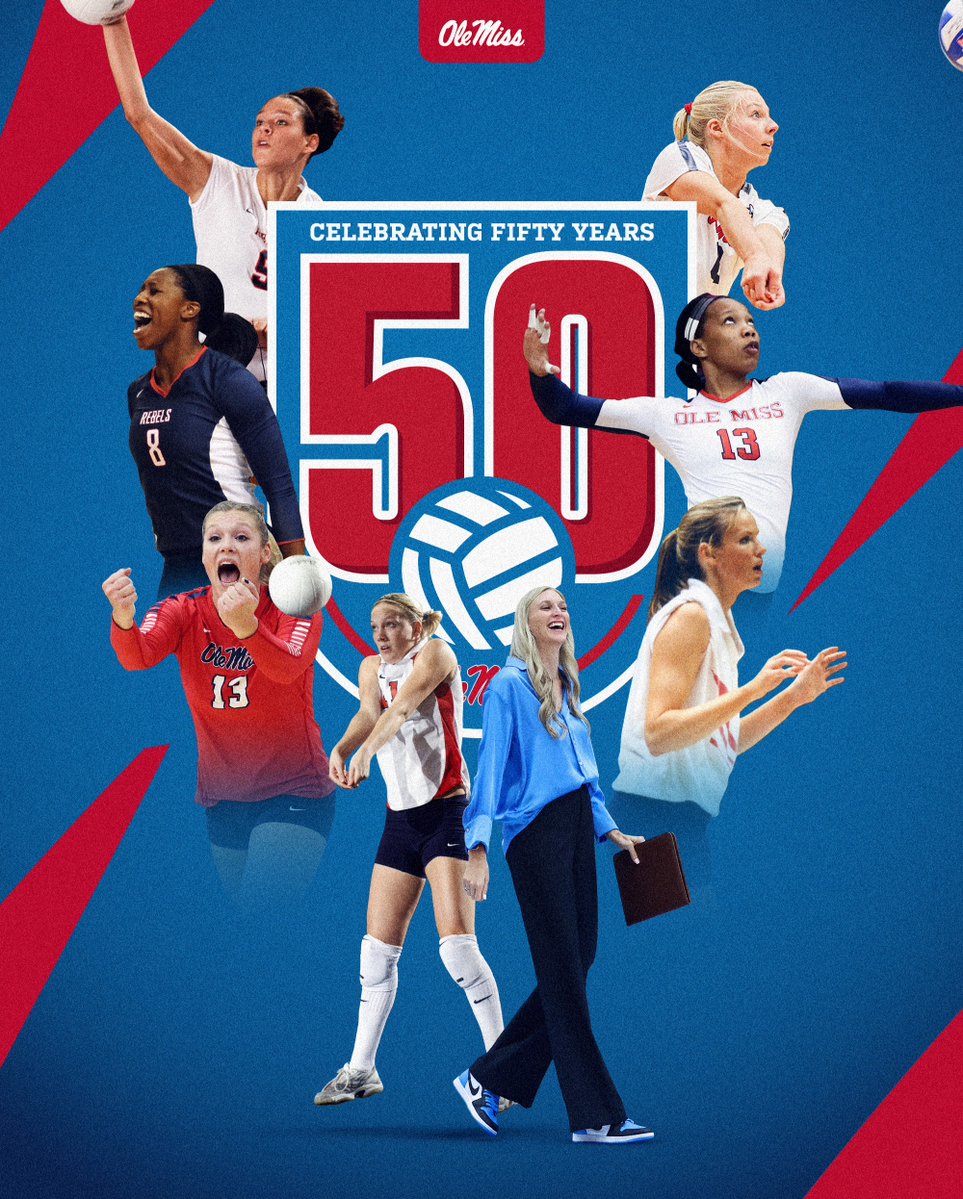 OleMissVB's tweet image. The standard. The story. The Rebels.
We're excited to celebrate 50 years of Ole Miss volleyball during the 2025 season!