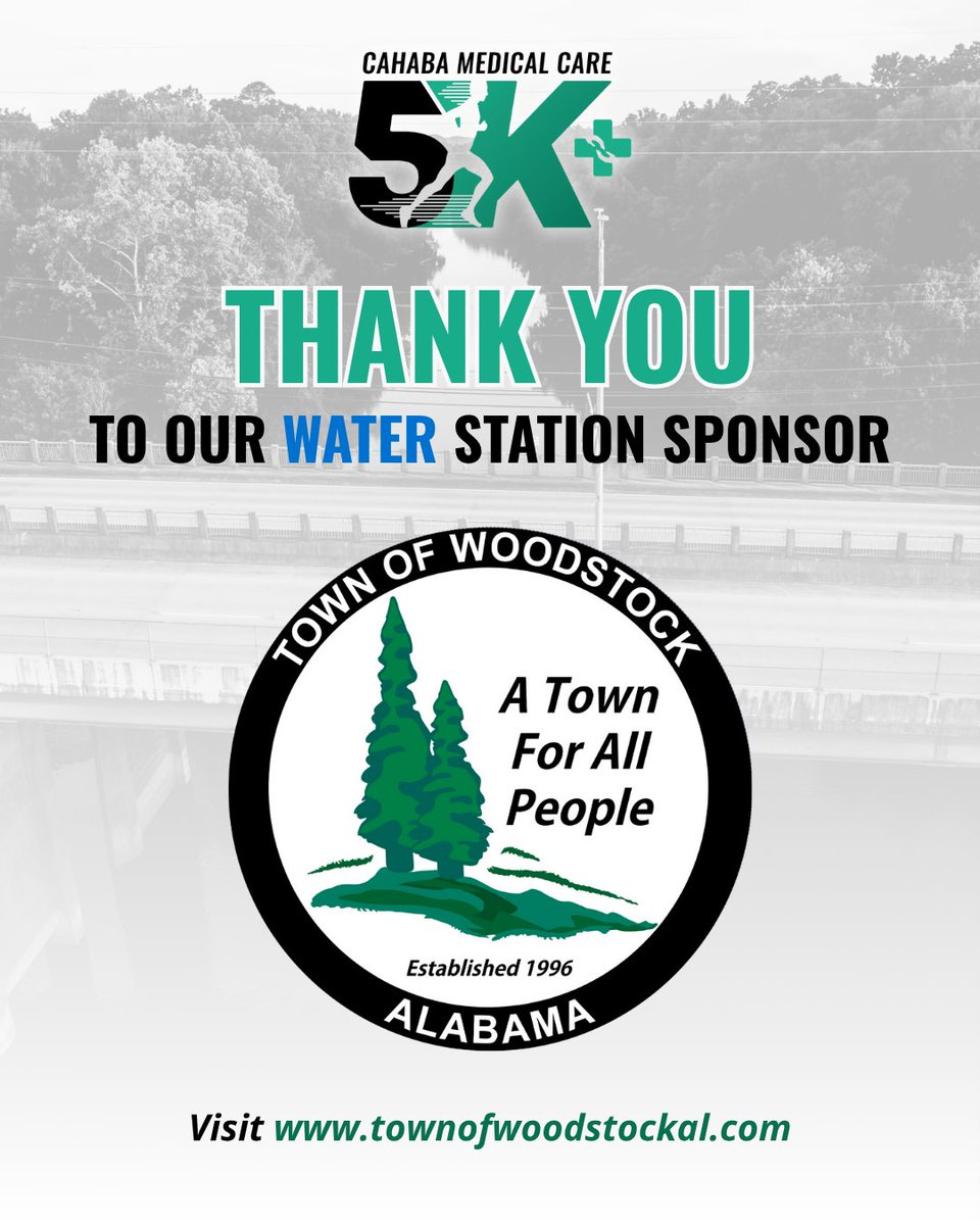 CahabaMedical's tweet photo. 🚰 Sponsor Spotlight! 🚰

A big thank you to the Town of Woodstock, our Water Station Sponsor for the Cahaba 5K!

#CahabaMedicalCare #CahabaCares #Cahaba5K #Alabama #RunAlabama #NonProfit https://t.co/iMWGdTwjYm