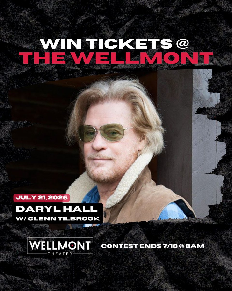 Enter to win a pair of tickets to see Daryl Hall in Montclair, NJ on July 21, 2025! Contest ends 7/18 @ 8AM ET.⁠ ➡️ Enter now: gleam.io/1jfKO/daryl-ha…