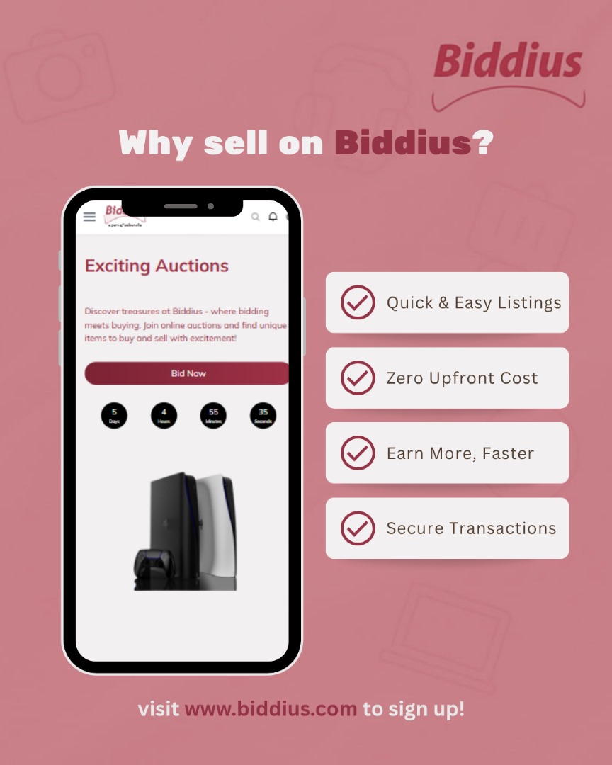 biddius's tweet photo. Sell smarter on Biddius.
Fast listings. No upfront cost.
Start earning today π https://t.co/sfKvkWthAv
#Biddius #SellOnline #AuctionDeals https://t.co/hlpXbAeKpm