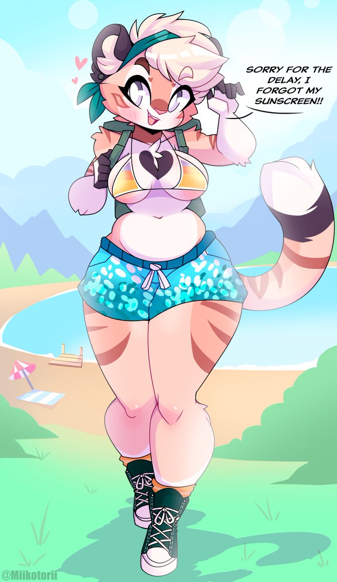 Miikotorii's tweet photo. Golden tiger 
summer comm for iammeliora 🐯🪵🏖️ https://t.co/0c02Dp88Ed