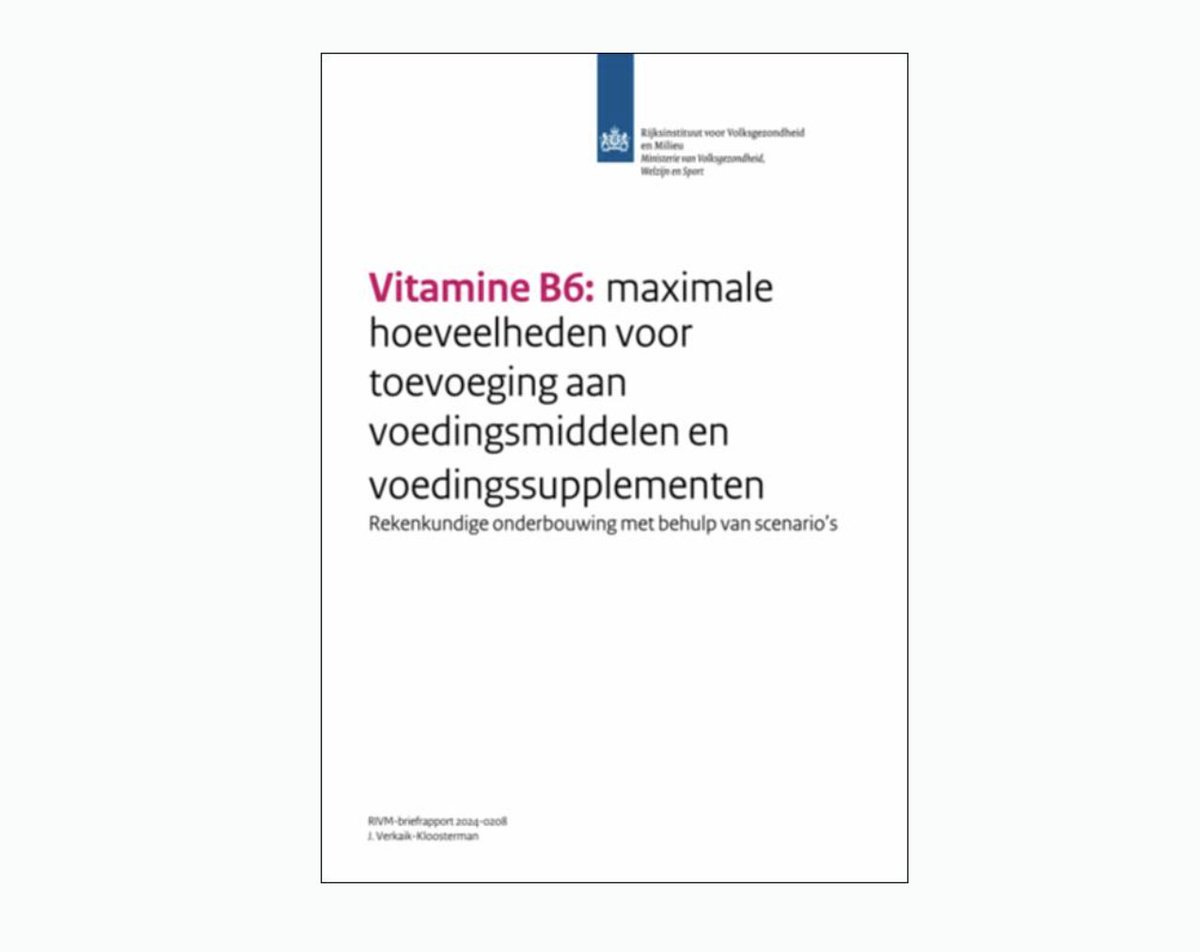 5/15/25: "The Dutch Ministry of Health, Welfare and Sport is currently considering whether the maximum amount of vitamin B6 that may be added to food products and dietary supplements in the Netherlands should be amended."  #B6toxicity rivm.openrepository.com/entities/publi…