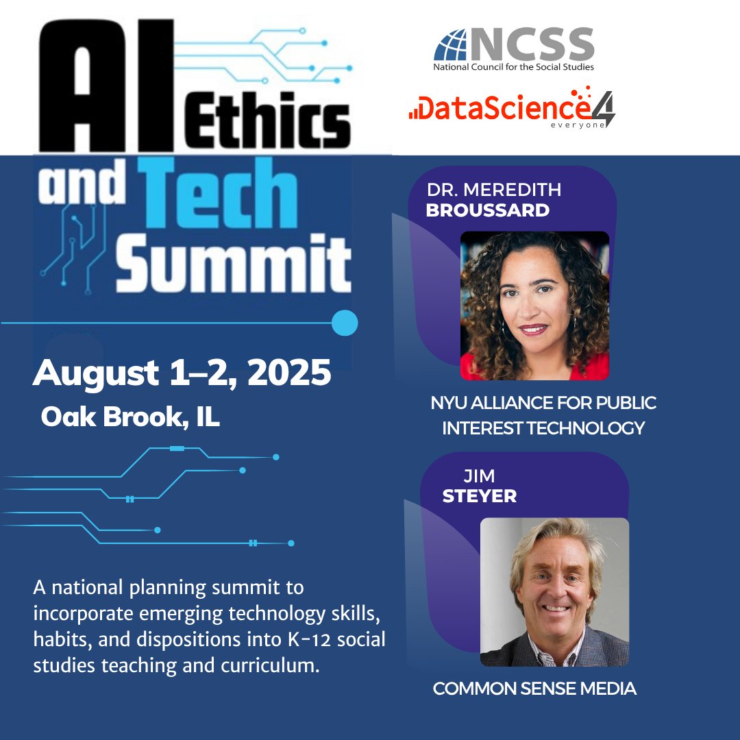 Educators won't want to miss our highlighted speakers from @NYU_alliance &amp; @commonsense at next month's AI Ethics and Tech Summit! 
➡️ Save your seat now: hubs.li/Q03s0GFk0 #ai #socialstudies