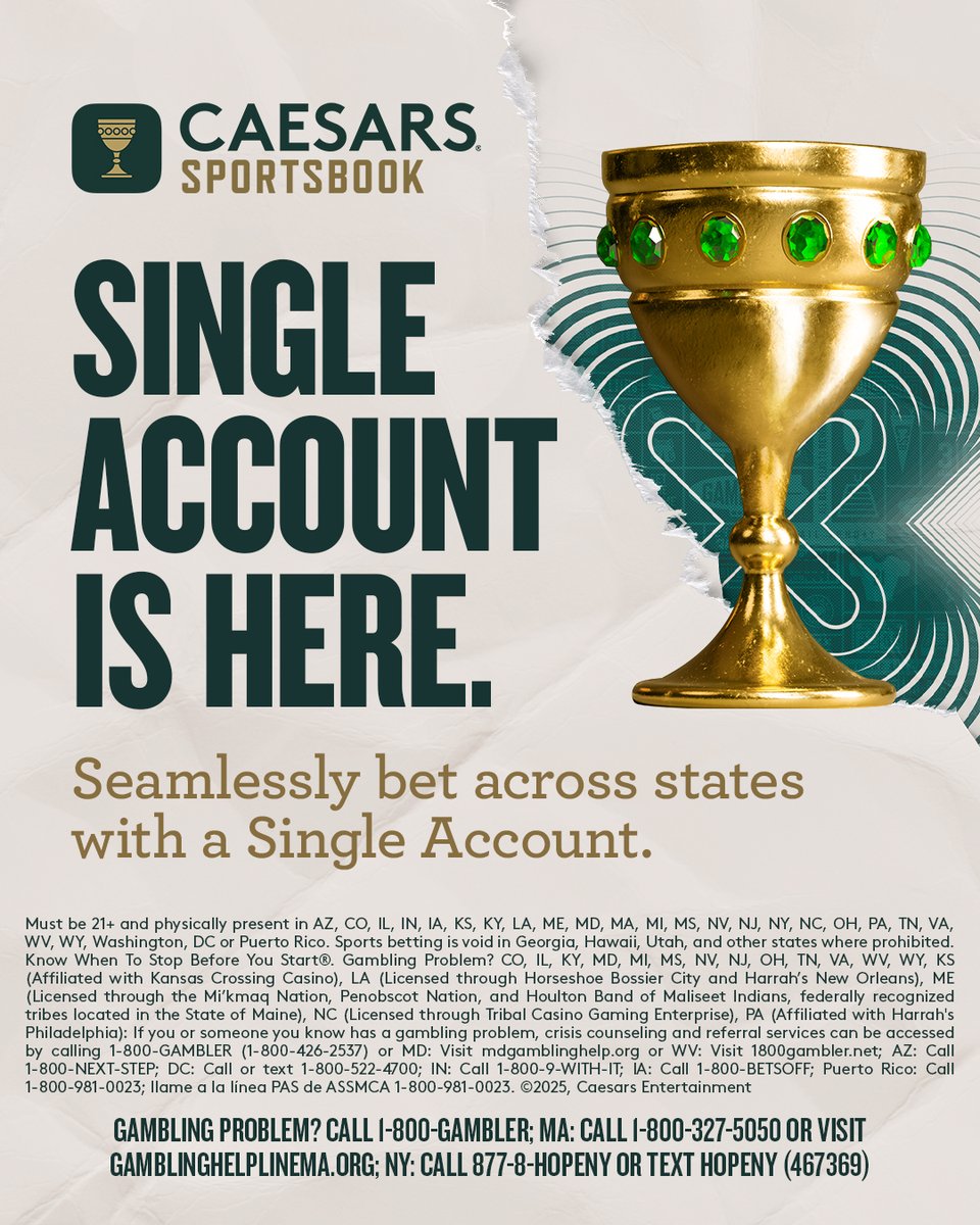 Horseshoe Las Vegas (@horseshoevegas) on Twitter photo One Account. Multiple States. Bet freely. Travel boldly. Enjoy the most unified <a href="/CaesarsSports/">Caesars Sportsbook</a> experience yet. Available in select markets.
Download Here: apple.co/4kr1OOH
21+ to gamble. Gambling Problem? Call 1-800-GAMBLER One Account. Multiple States. Bet freely. Travel boldly. Enjoy the most unified <a href="/CaesarsSports/">Caesars Sportsbook</a> experience yet. Available in select markets.
Download Here: apple.co/4kr1OOH
21+ to gamble. Gambling Problem? Call 1-800-GAMBLER