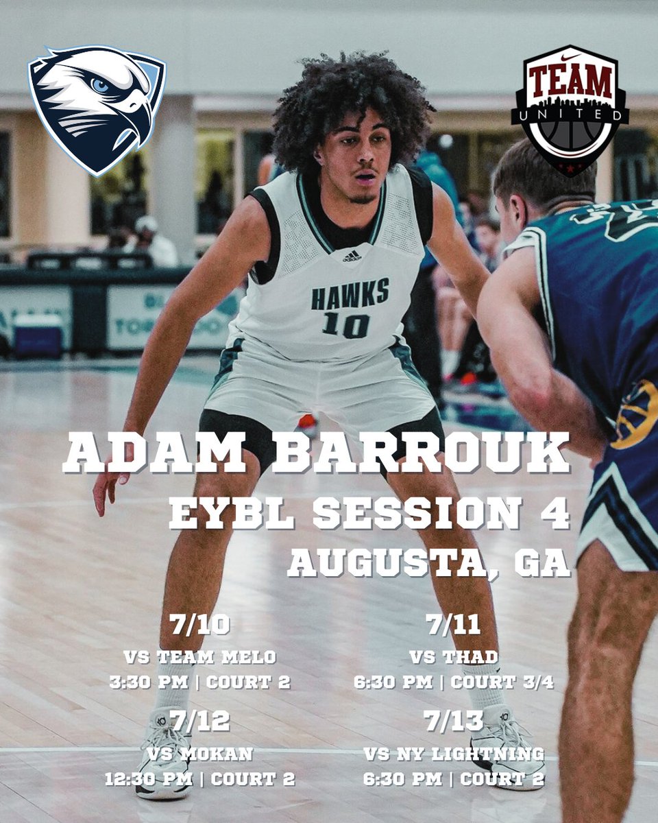 Coaches!

'26 Wing Adam Barrouk will be in Augusta, Ga this weekend for EYBL Session 4 with Team United.

His recruitment is on 🔥 right now, so make sure to check him out!