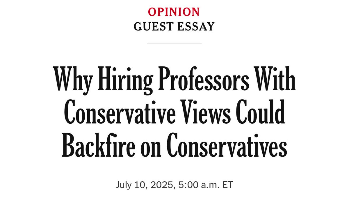 I saw the headline and thought, "surely, the op-ed can't be as stupid as the headline suggests."

Reader, I was wrong. 

And if you don't believe me, here is a free link 

nytimes.com/2025/07/10/opi…