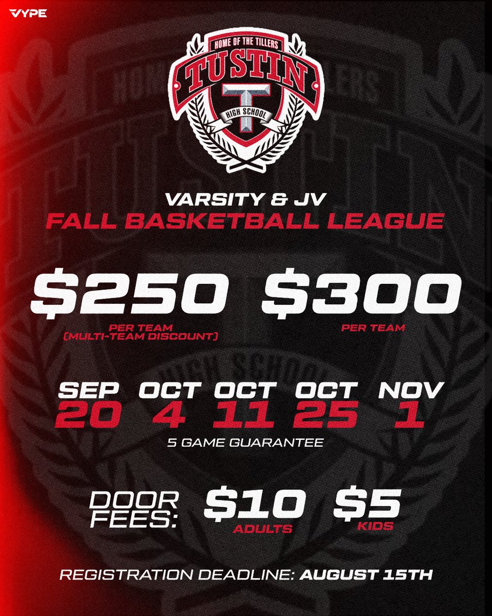 Jonathan Antolin (@coachjonantolin) on Twitter photo Tustin HS will be hosting a fall league for Varsity & JV Teams. 5 Game Guarantee - Varsity will be full played as full HS games, JV will be a 20 min running 1st half, and two 8 min quarters for the 2nd half. Please reach out if interested.
E-Mail: j_antolin@asmcenterprise.com Tustin HS will be hosting a fall league for Varsity & JV Teams. 5 Game Guarantee - Varsity will be full played as full HS games, JV will be a 20 min running 1st half, and two 8 min quarters for the 2nd half. Please reach out if interested.
E-Mail: j_antolin@asmcenterprise.com