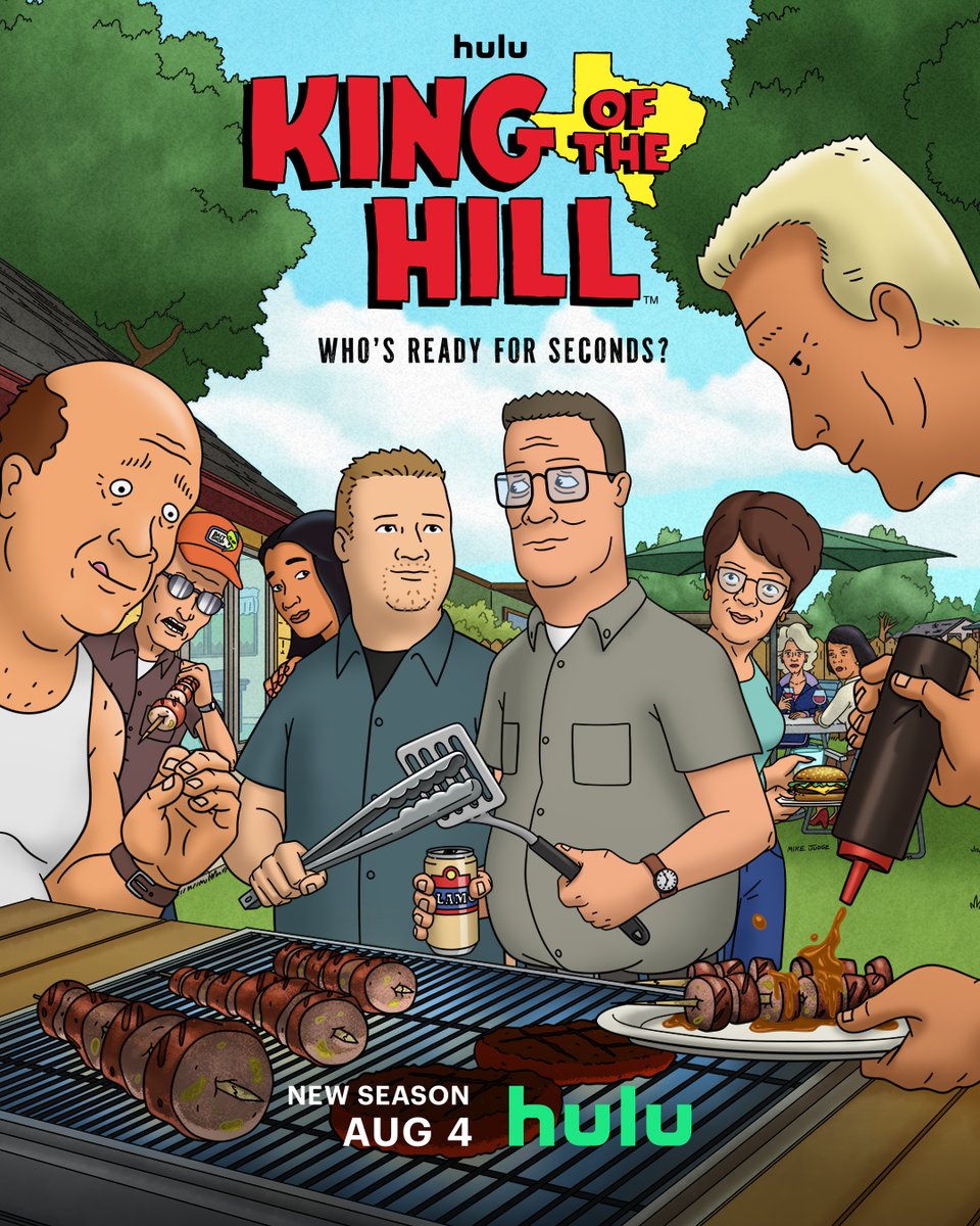 kingofthehill's tweet image. Who’s ready for seconds? All episodes of #KingOfTheHill’s new season arrive Aug 4 on @hulu and with #HuluOnDisneyPlus.