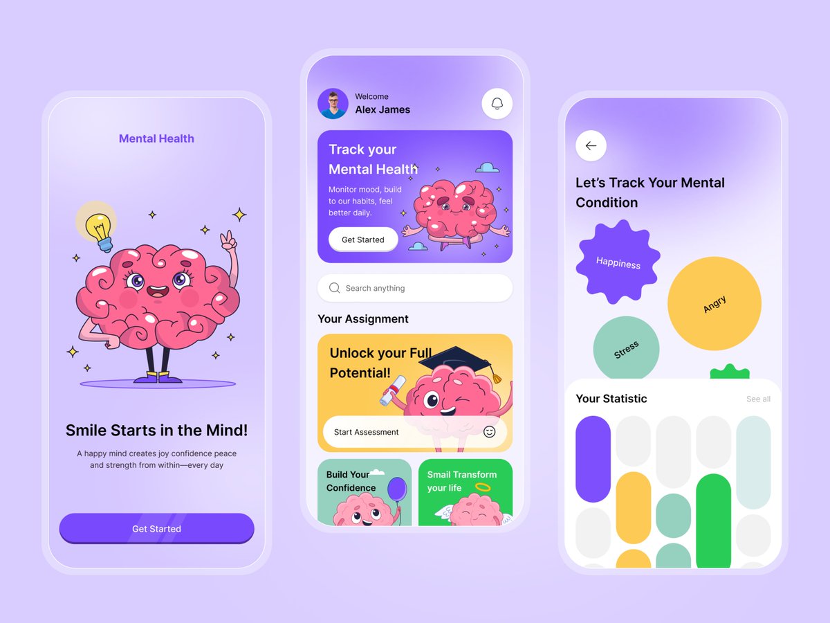 HelalHossain09's tweet photo. Hi guys! 👋
This is my latest Project "AI Mental Health App Design"
Feel free to contact me:👇
👉 Gmail: helalhossainuix@gmail.com
👉 WhatsApp / Telegram: +8801400280099
#healthcare #mobileui #appdesign #mentalhealth #healthapp #aiapp #ai #brainapp #meditationapp #appredesign https://t.co/fiYZA2t4ii
