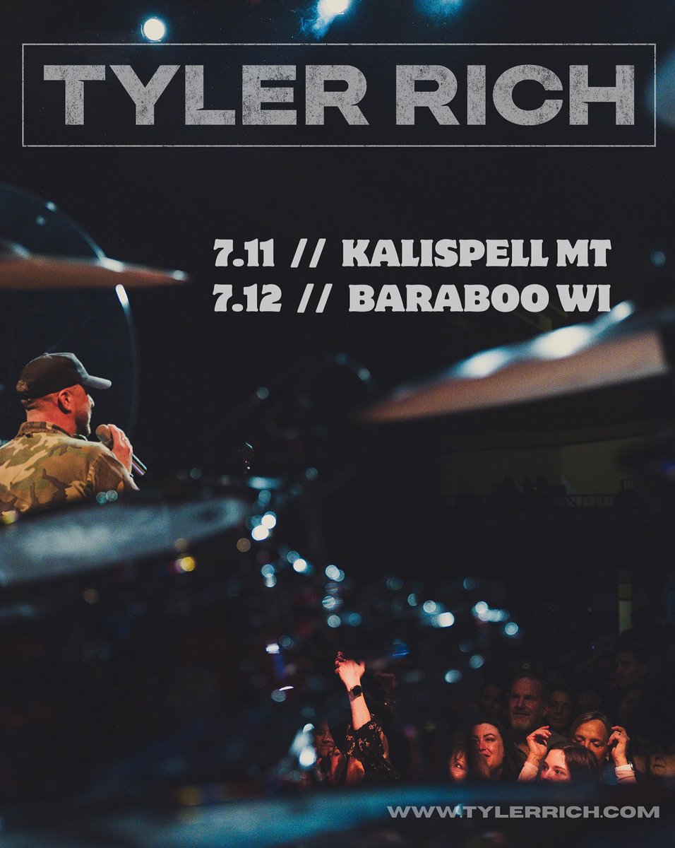 Montana &amp; Wisconsin this weekend!! 🍻 
7/11 - w/ Scotty Hasting &amp; Maggie Baugh
7/12 - w/ Dylan Marlowe

🎟️ - Tylerrich.com/#tour

#kalispell #montana #flatheadvalley #baraboo #wisconsin #countrymusic