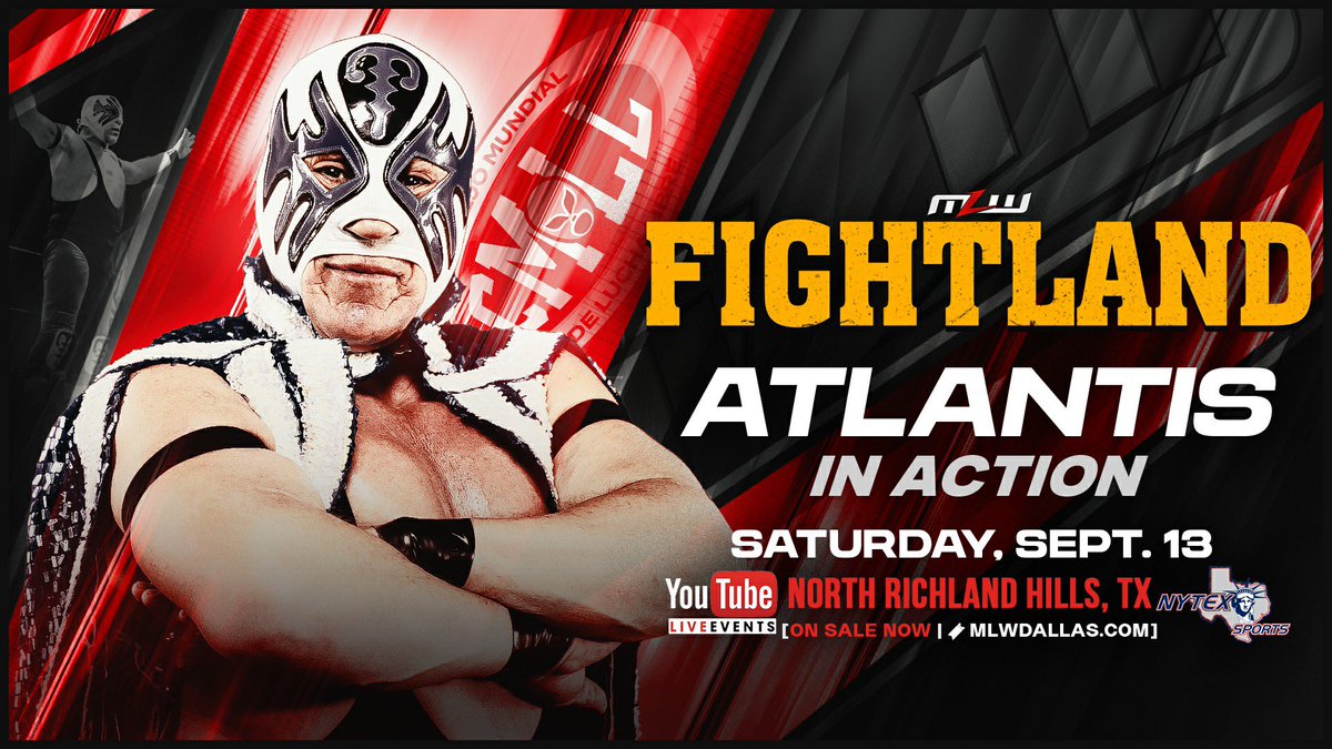 MLW's tweet image. The lucha legend @Atlantis_CMLL returns to MLW, looking for a FIGHT!
🎟️ MLWDallas.com