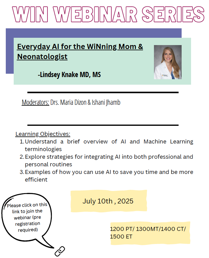 LindseyKnake's tweet image. Excited to present to the Women in Neonatology group today! Let's share ideas about tricks and new tools we all use to save time! #Neotwitter Join us and register here: nam12.safelinks.protection.outlook.com/?url=https%3A%…