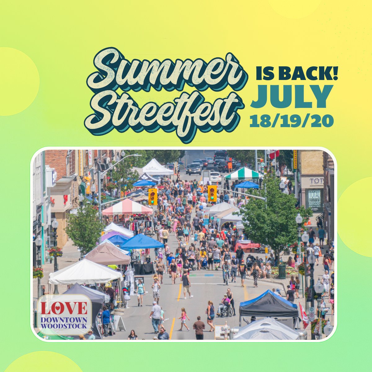 Summer Streetfest is back July 18 - 20 with three days of live music, street performers, workshops, family fun, and vibrant vendor markets. Proud to partner with Downtown Woodstock BIA to bring this tradition to life. #SummerStreetfest  #LoveDowntownWoodstock
