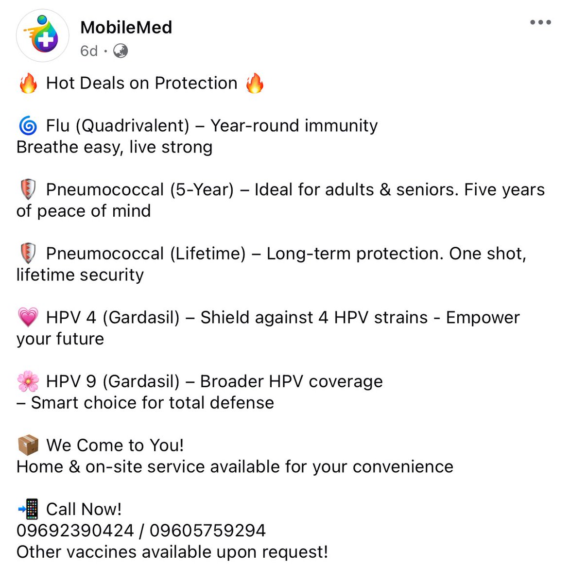 MobileMed_'s tweet image. Don’t wait for the symptoms to strike! 🛑

Protect yourself and your loved ones the smart way — get vaccinated with MobileMed today! 💉💪

𝗔𝗳𝗳𝗼𝗿𝗱𝗮𝗯𝗹𝗲!
𝗖𝗼𝗻𝘃𝗲𝗻𝗶𝗲𝗻𝘁!
𝗧𝗿𝘂𝘀𝘁𝗲𝗱!

Let’s fight the flu together! 💙

 #MobileMedCares #GetVaccinated