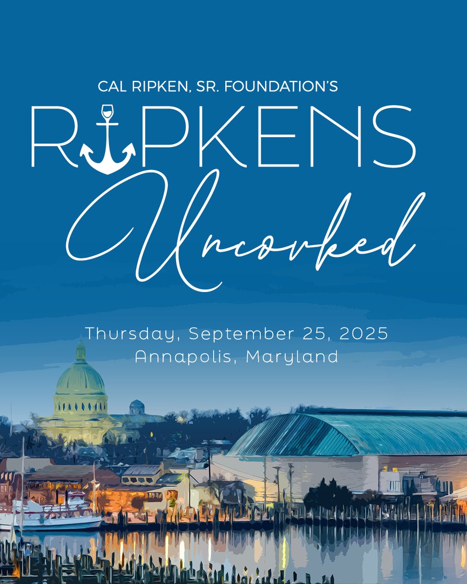 CalRipkenSrFdn's tweet photo. We can’t wait for Ripkens Uncorked!

Join us on September 25th in Annapolis for an unforgettable evening filled with great music, delicious food, amazing community, and a few surprises along the way!

For more information, please contact Elise Lee at elee@ripkenfoundation.org https://t.co/hyvOMIzaiV