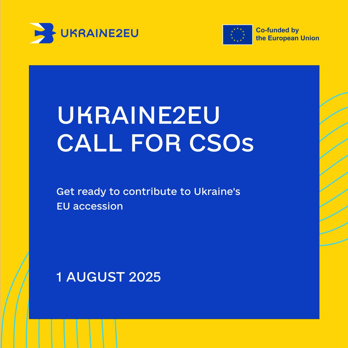 🇺🇦🇪🇺 We are launching a €1.5M Call for Proposals to strengthen civil society’s role in Ukraine’s EU accession!

🗓️ Launch: 1 Aug 2025
💶 Up to €200K per project
🎯 Priorities: Clusters 2-5 of EU integration. 

Find out more on ukraine2eu.eu