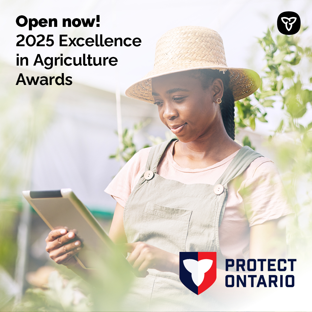 Nominations are open for the 2025 Excellence in Agriculture Awards!
Help us honour individuals, businesses &amp; organizations leading with innovation in Ontario’s agri-food sector.
Learn more &amp; nominate: news.ontario.ca/en/release/100…
#OntAg