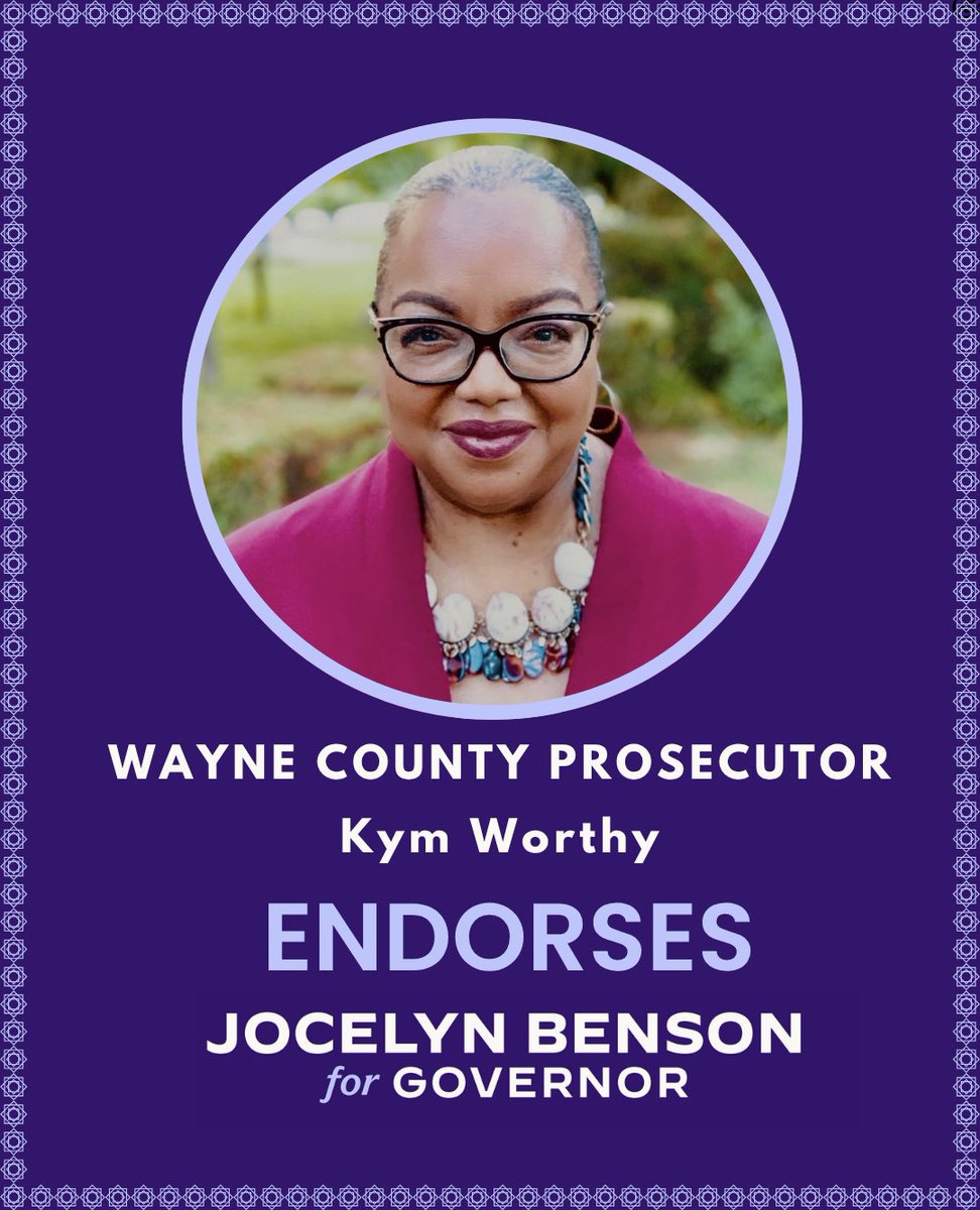 JocelynBenson's tweet image. I’m honored to have the support of Prosecutor Kym Worthy, someone I’ve admired and worked alongside for years.
Prosecutor Worthy has always led with moral courage and integrity. Her belief in our campaign and our shared vision for a Michigan where every community can thrive…