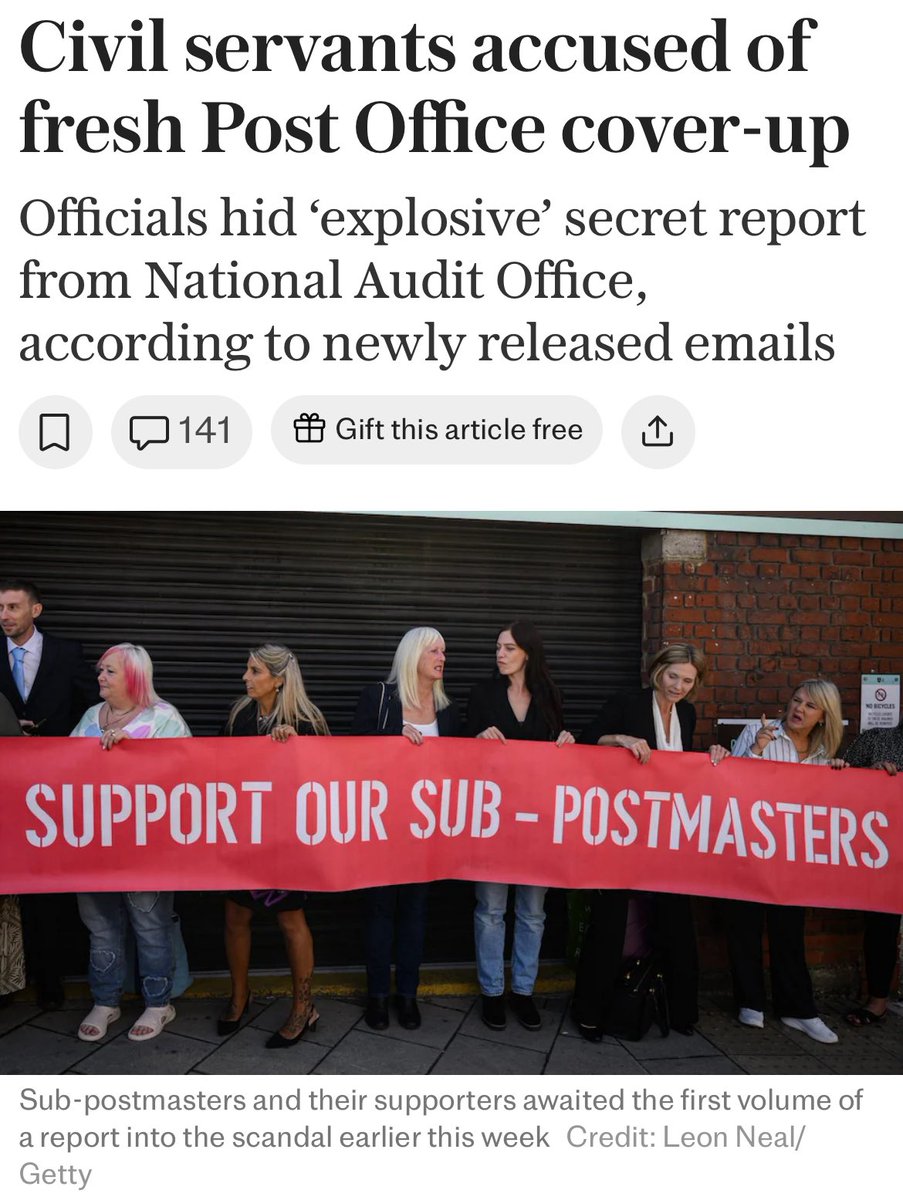 chrish9070's tweet image. #PostOfficeScandal Explosive💥new revelation😲by Mark Hollingworth in the @Telegraph thanks to the #FOIA requests by @ElCShaikh
Senior civil servants have been accused of covering up a report that could have exonerated sub-postmasters wrongly accused of theft.
According to…