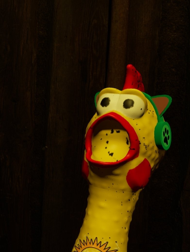 SquawkyGame's tweet photo. 🚧 Dev Update! 🚧

This week, we're working hard on implementing save points and checkpoints in Squawky! 🕹️ Progress is going smoothly, and we're on track to meet our schedule. Stay tuned for more updates! 👾🔥 

For now here's a Squawky toy wearing @LythyCat custom kitty ears! 😸

 #Indiegames #mascothorrorgames #indiehorrorgames