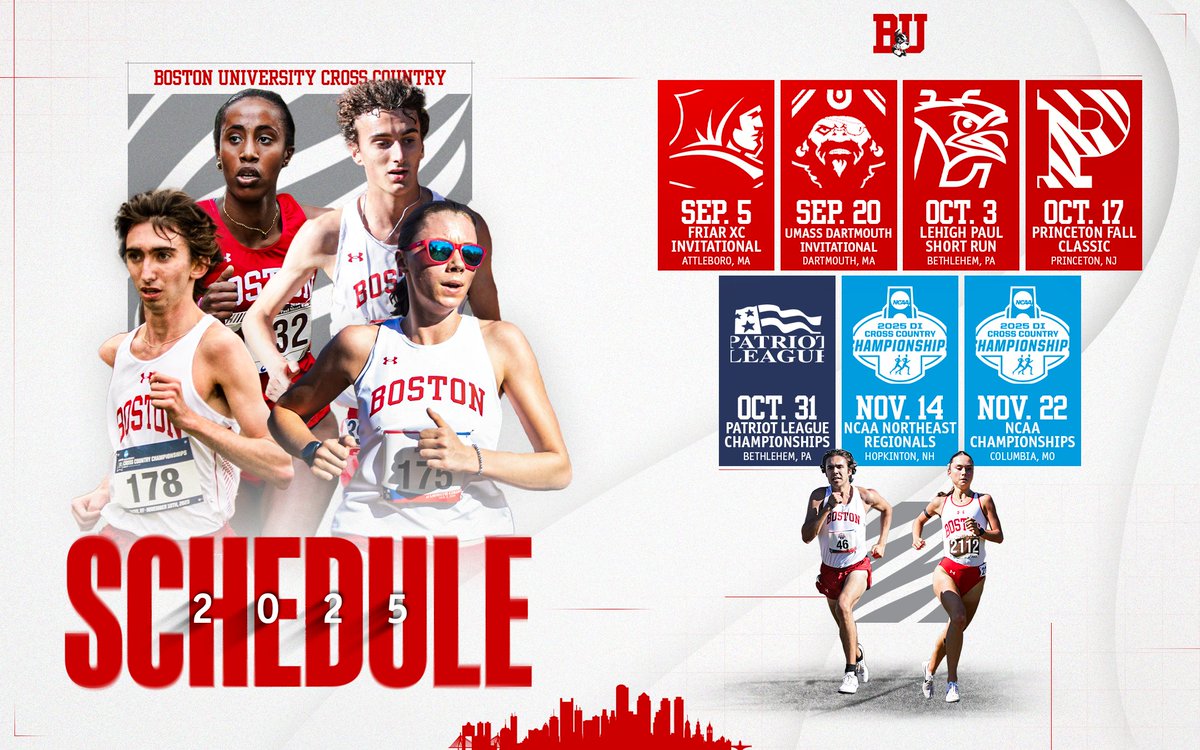 Just under two months away from our first XC race day of the year! Here's the full 2025 slate 🔽

📰: tinyurl.com/ytlmaxge

#GoBU