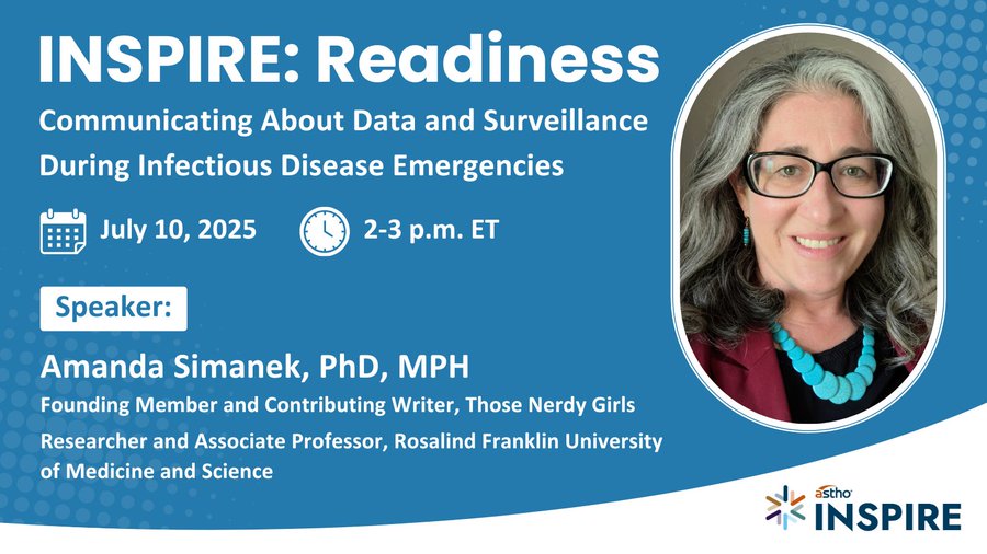 HealthyAmerica1's tweet image. Happening TODAY. @ASTHO’s Communicating About Data and Surveillance During Infectious Disease Emergencies featuring epidemiologist, Dr. Amanda Simanek. account.astho.org/Events/Calenda…