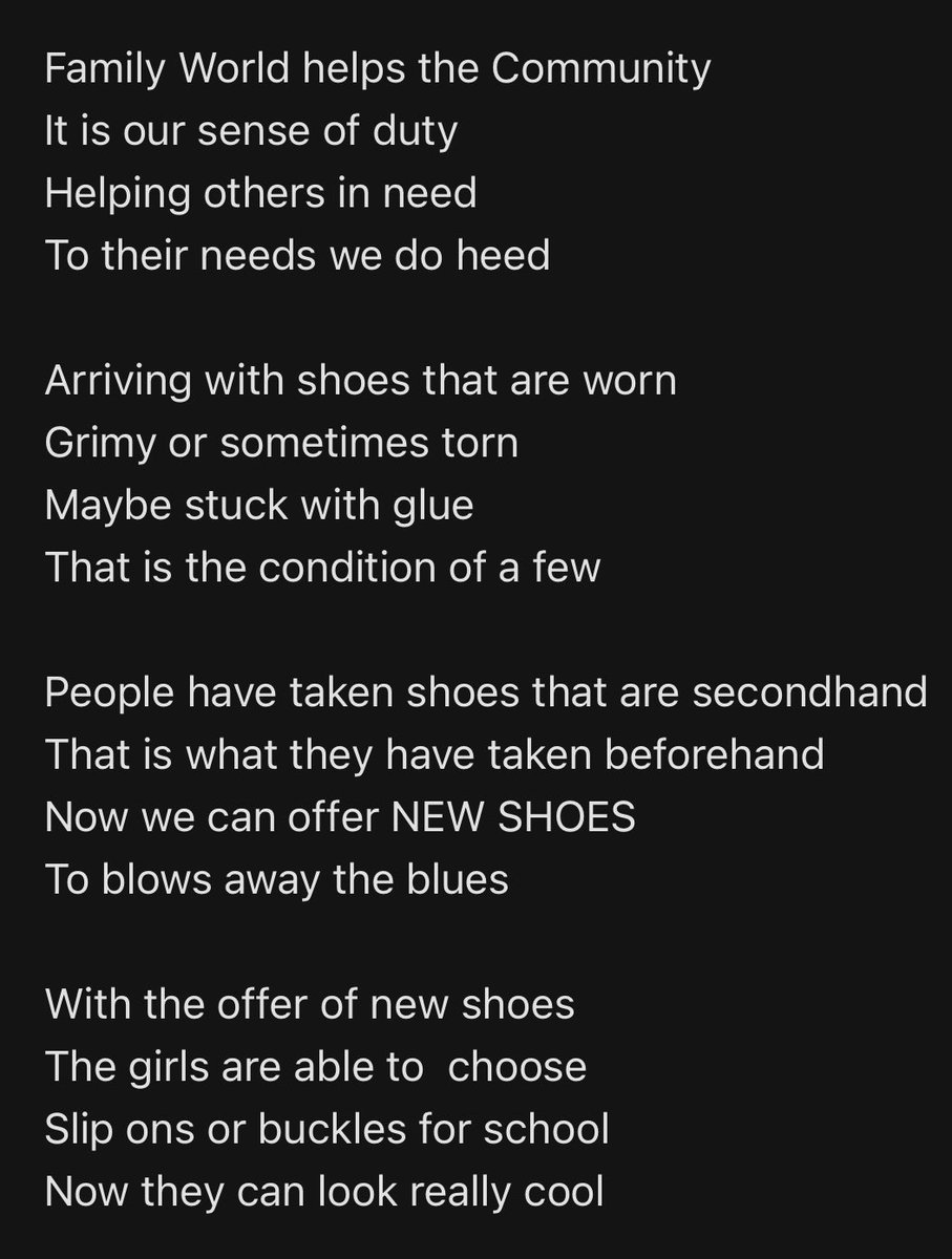 A lovely poem sent from Family World Charity