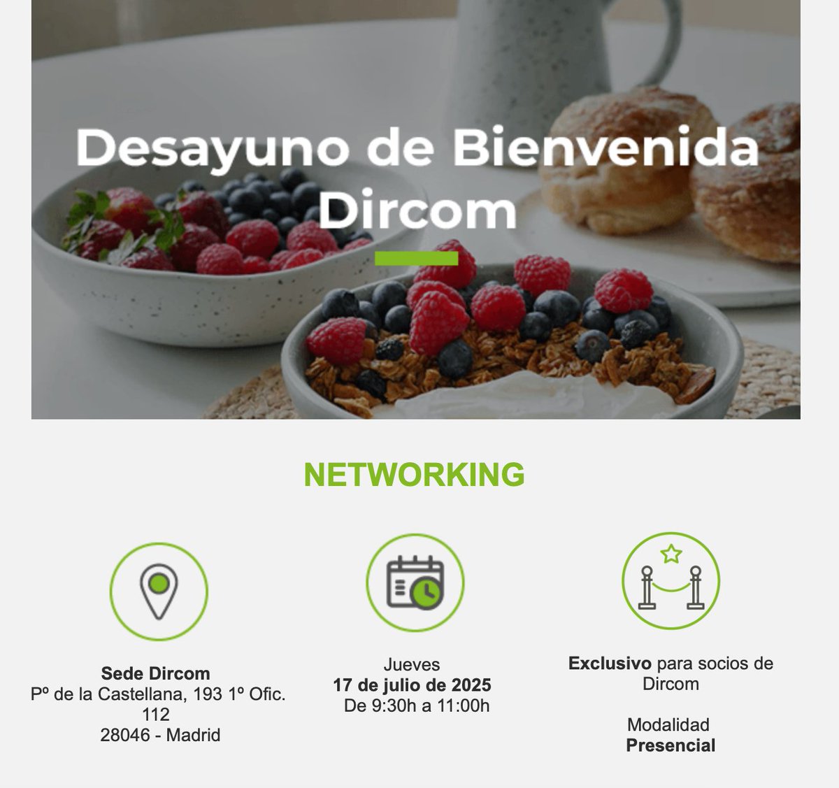 DircomAND's tweet image. ☕ El 17 de julio celebramos en Madrid el &apos;Desayuno de Bienvenida a nuevos socios y socias de Dircom&apos;. Se darán cita dircoms de toda España.

¡Te esperamos!

#Dircom #DircomAndalucía #NuestrosSocios #Comunicación