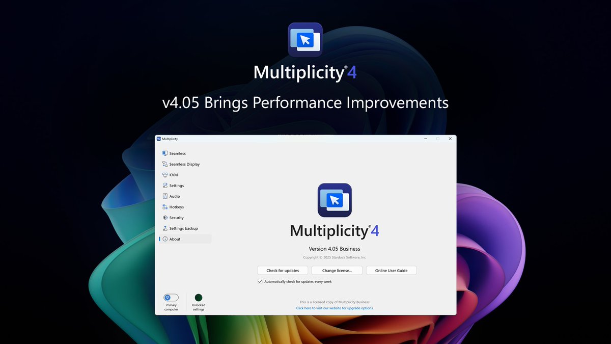 The v4.05 update for Multiplicity 4 boosts performance &amp; adds custom hotkeys in broadcasting mode! Enjoy smoother device interactions and bug fixes for a seamless experience. 💻✨ 

Read More: stardock.com/blog/537130/re…

#Multiplicity4 #Update