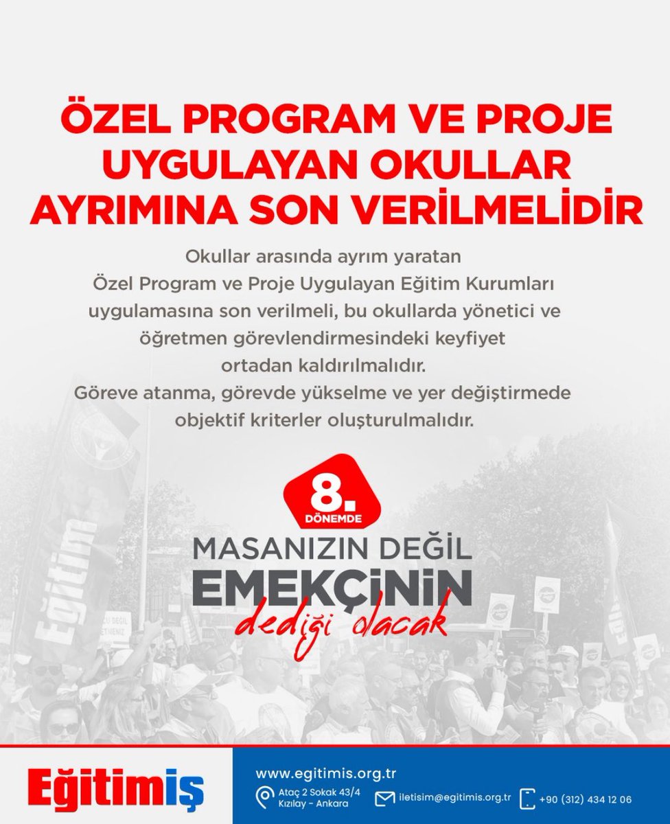 Proje okulları, eğitimde fırsat eşitliğini yok eden torpilin yeni adıdır!
Sarı sendikalar sustu, biz haykırıyoruz!
#emekçinindediği: Eşitlik istiyoruz, ayrıcalık değil!