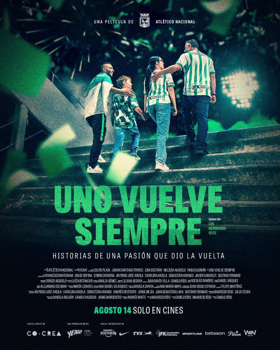 nacionaloficial's tweet photo. UNO VUELVE SIEMPRE 💚

Disponible este 14 de agosto, solo en cines 🎬

¡NO TE PIERDAS EL TRAILER! https://t.co/xvDilNEU4b

#UnoVuelveSiempre https://t.co/brx18dJF7I