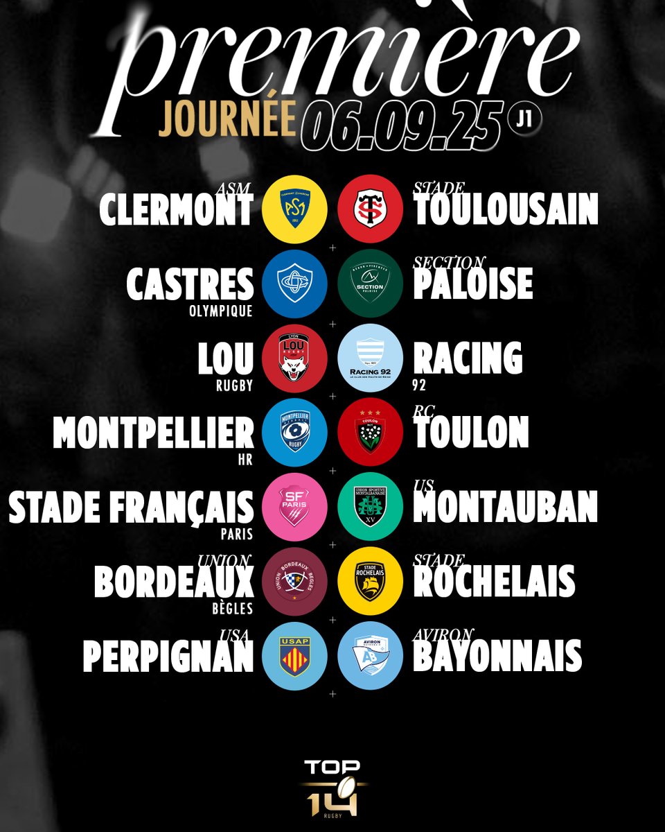 Le compte à rebours est lancé ⏳
Le #TOP14 revient le 6 septembre avec une J1 qui promet du spectacle dans tous les stades 🏟️✨