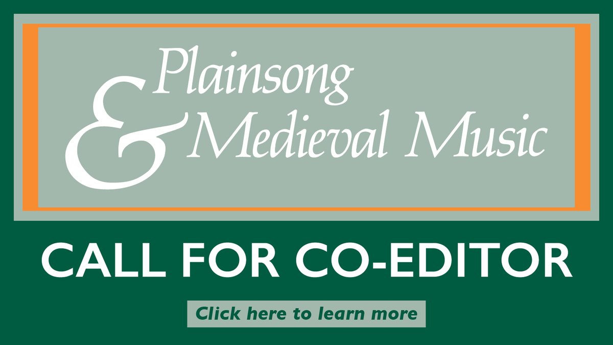 Plainsong &amp; Medieval Music is seeking a new Co-Editor. Submit your application by August 8th, 2025, For more details, please visit here: cup.org/3GHcpHo