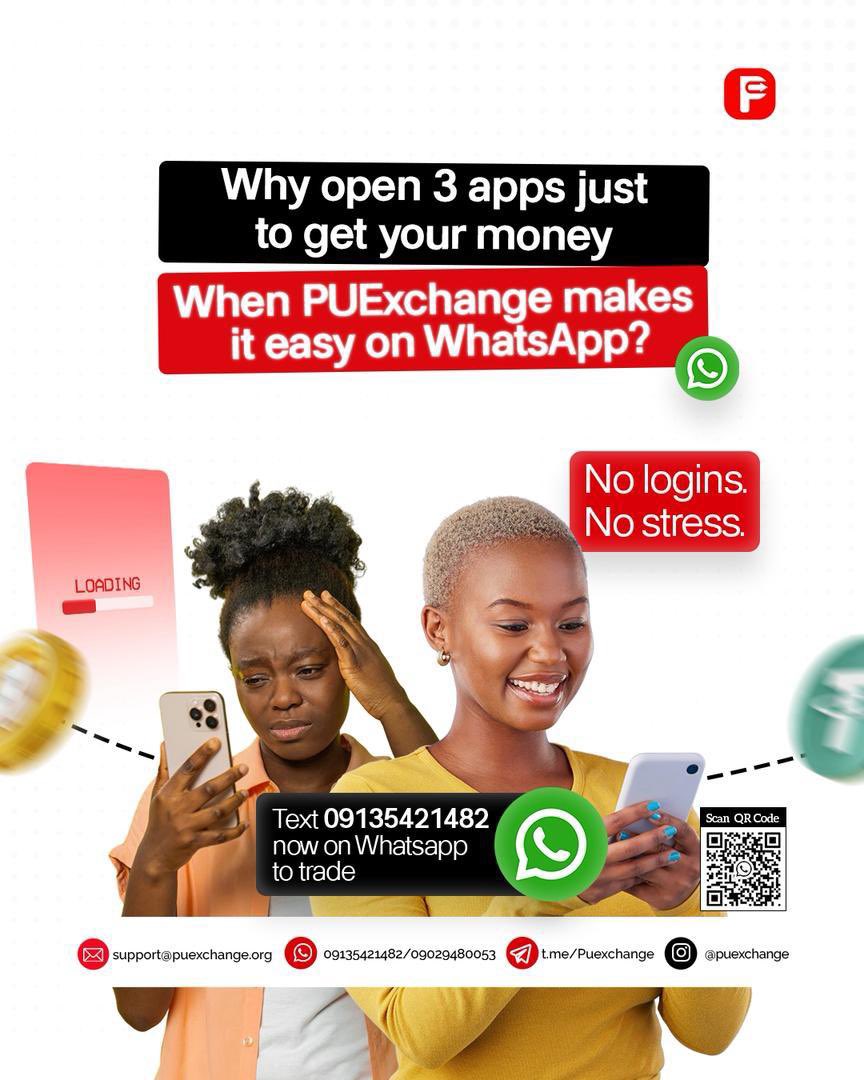 BigTee💛 (@dripsondrips) on Twitter photo Why download heavy app to trade crypto? Nawa for you o bro 😂when <a href="/puexchange/">puexchange</a> dey for you. Portable sef don upgrade , you nko?
Just text them on WhatsApp - 09135421482 to trade all your crypto and Giftcards and you get paid instantly. 🤑💰
#PUPortableWA #TradePUonWhatsapp Why download heavy app to trade crypto? Nawa for you o bro 😂when <a href="/puexchange/">puexchange</a> dey for you. Portable sef don upgrade , you nko?
Just text them on WhatsApp - 09135421482 to trade all your crypto and Giftcards and you get paid instantly. 🤑💰
#PUPortableWA #TradePUonWhatsapp