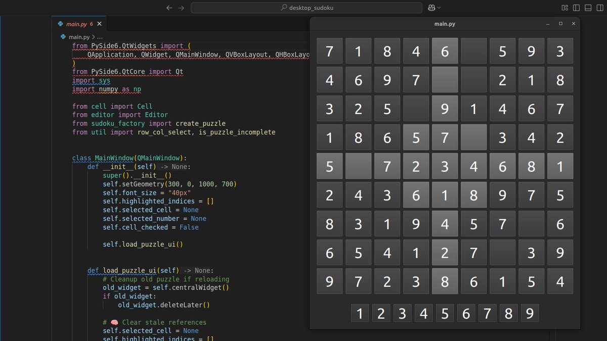 ravikir83840001's tweet image. Today&apos;s adventure 
#PySide6  #sudoku #desktop