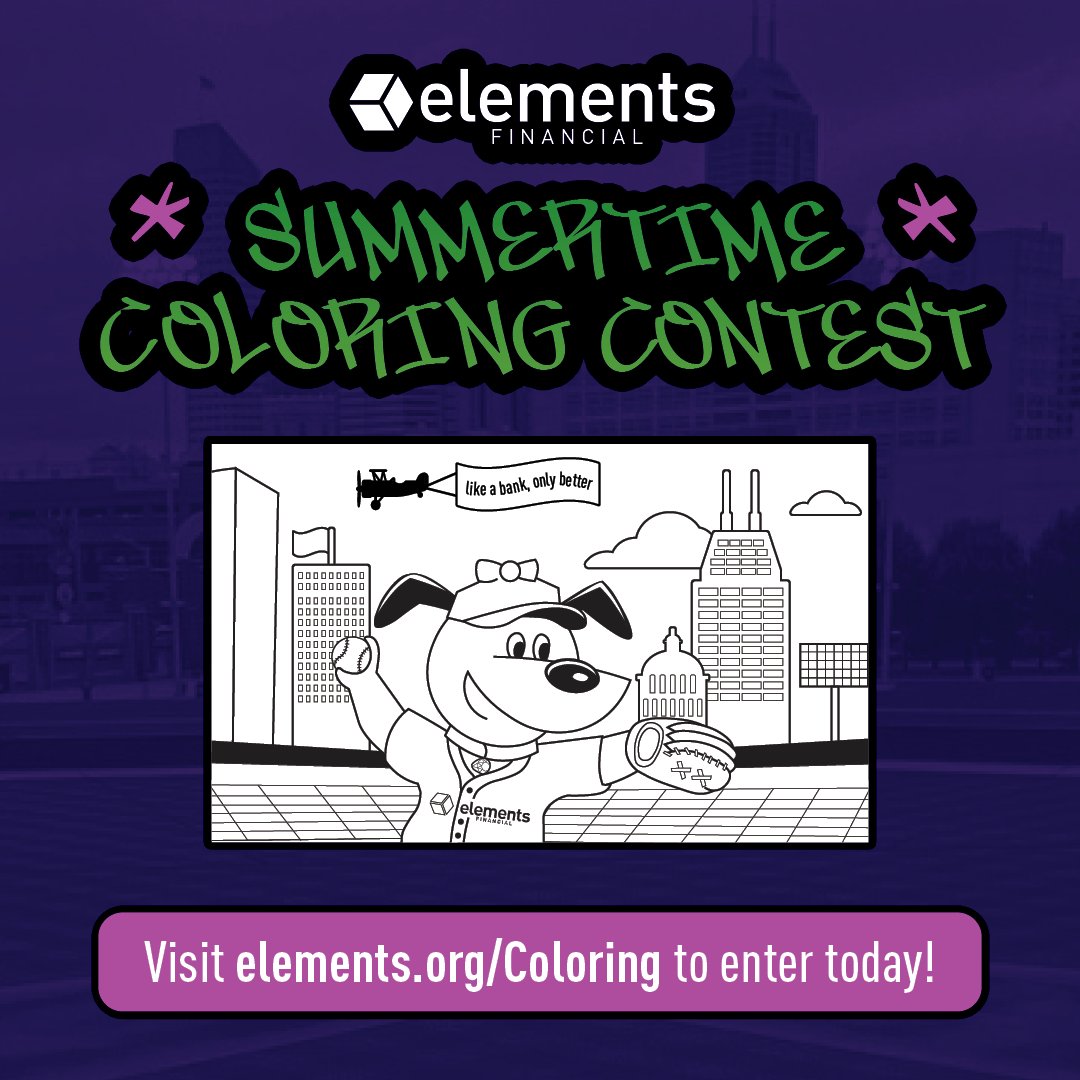 Calling our youngest members, ages 4-10!

Grab your crayons, markers, or colored pencils and enter our Summertime Coloring Contest for a chance to win prizes. 

Get the full details at elements.org/Coloring