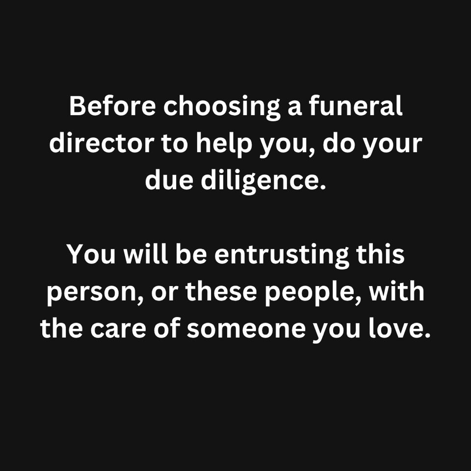 One thing that most people don’t realise is that, as yet, there is no regulator involved with funeral directing.

This means that anybody can set up a funeral directing business. No matter what their background. Just pop ‘Richard Sage funeral director’ into your search engine!