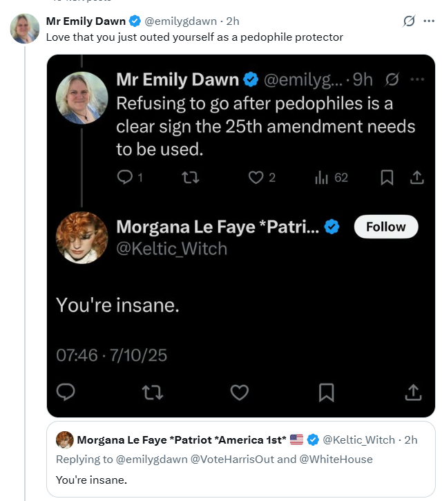 Morgana Le Faye *Patriot *America 1st* ๐บ๐ธ (@keltic_witch) on Twitter photo Meet Mr Emily Dawn <a href="/emilygdawn/">Mr Emily Dawn</a> - a fake MAGA impersonator and agit-troll trying to rip MAGA conservatives apart with his asinine fake tropes about Trump.
Completely ignores all the traffickers the DOJ has taken down in 2025 so far, wants to spew slurs and insults - but when Meet Mr Emily Dawn <a href="/emilygdawn/">Mr Emily Dawn</a> - a fake MAGA impersonator and agit-troll trying to rip MAGA conservatives apart with his asinine fake tropes about Trump.
Completely ignores all the traffickers the DOJ has taken down in 2025 so far, wants to spew slurs and insults - but when