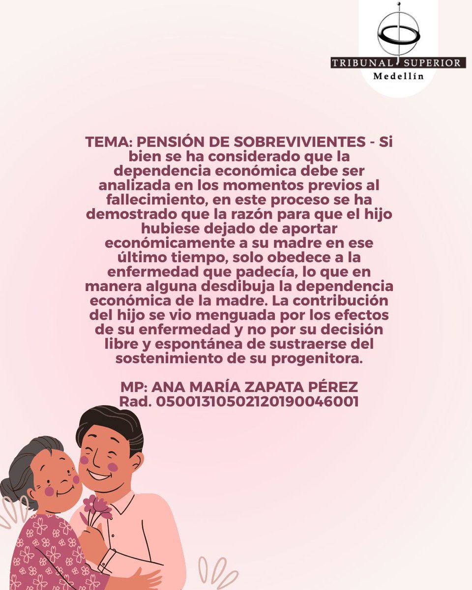 TEMA: PENSIÓN DE SOBREVIVIENTES
MP: ANA MARÍA ZAPATA PÉREZ
Rad. 05001310502120190046001
Sala Laboral
TEMA: PENSIÓN DE SOBREVIVIENTESDescarga la providencia a través del QR que se encuentra en la imagen de nuestro Instagram @tribsupmed instagram.com/p/DL7q4DbOQei/…