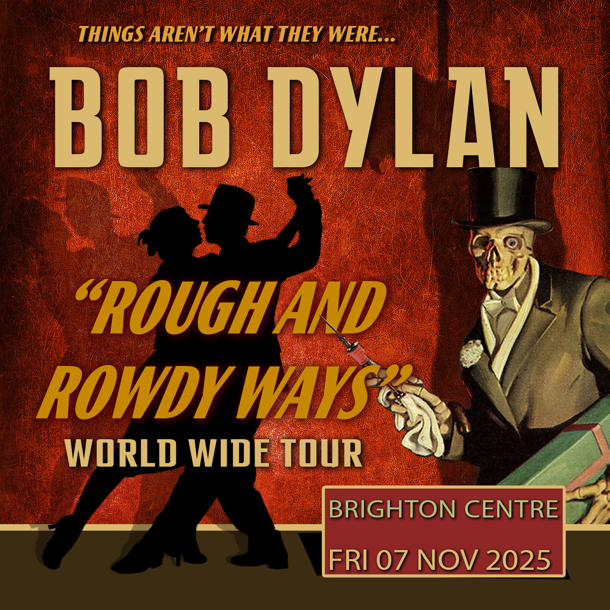 .<a href="/bobdylan/">Bob Dylan</a> - back at the Brighton Centre 🎶

He first played our stage in ‘95, returned in 2002, and now he’s back again this November for the ‘Rough and Rowdy Ways’ world tour ✨

Tickets on sale Fri 18 July 🎟️