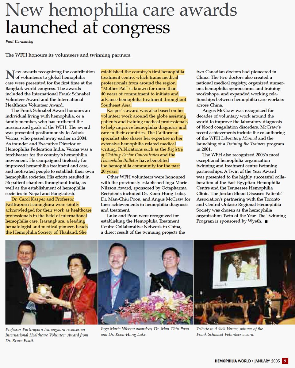 Mark Skinner (@mskinnerdc) on Twitter photo We’re deeply saddened by the passing of Drs. Pattraporn Isarangkura & Carol Kasper—true giants in our community.  Appropriately jointly named as the 1st recipients of the <a href="/wfhemophilia/">WFH</a> Volunteer Award (2004).  We honor their legacy with deep gratitude—their impact will live on. We’re deeply saddened by the passing of Drs. Pattraporn Isarangkura & Carol Kasper—true giants in our community.  Appropriately jointly named as the 1st recipients of the <a href="/wfhemophilia/">WFH</a> Volunteer Award (2004).  We honor their legacy with deep gratitude—their impact will live on.