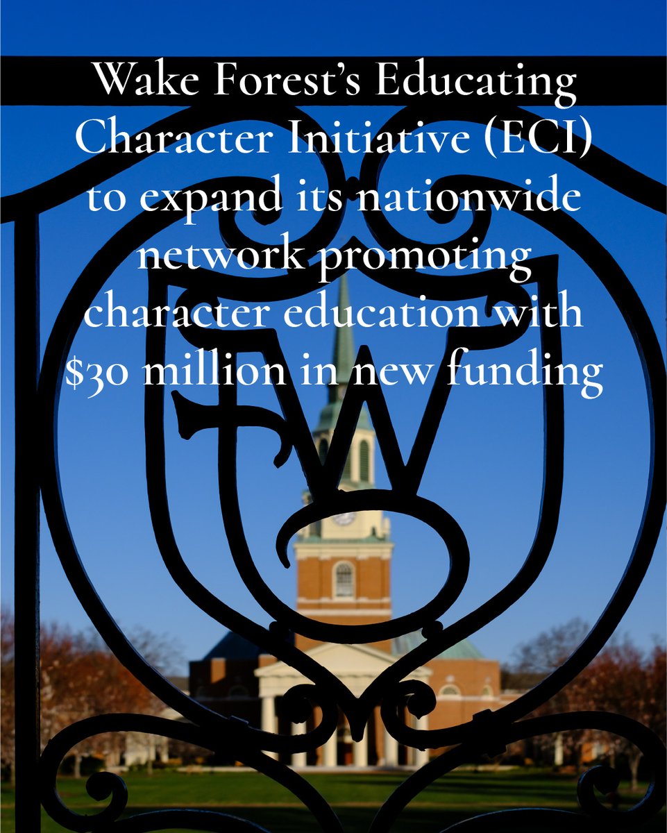 Wake Forest University (@wakeforest) on Twitter photo With $30M in new funding from Lilly Endowment Inc., Wake Forestās Educating Character Initiative will expand its nationwide network to help more colleges and universities teach for character and purpose.
Read more: wakefo.rest/4lfKAoN
<a href="/character_wfu/">The Program for Leadership and Character</a> #ProHumanitate With $30M in new funding from Lilly Endowment Inc., Wake Forestās Educating Character Initiative will expand its nationwide network to help more colleges and universities teach for character and purpose.
Read more: wakefo.rest/4lfKAoN
<a href="/character_wfu/">The Program for Leadership and Character</a> #ProHumanitate