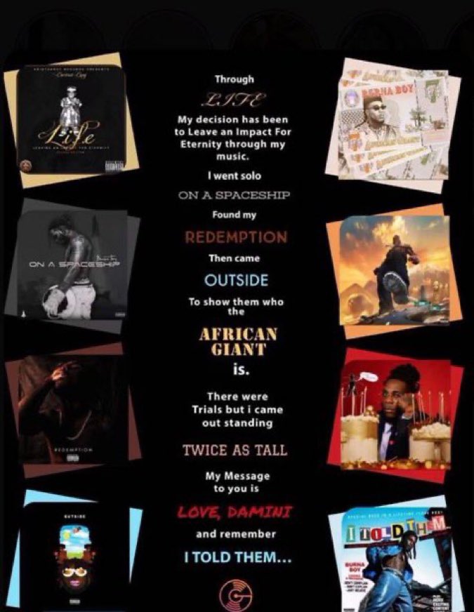 16 tracks of pure greatness! Burna Boy's album drops tomorrow and I'm READY! #NoSignOfWeakness