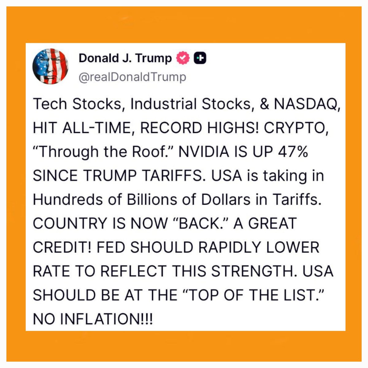 💥 President Donald trump says #crypto is going through the roof.