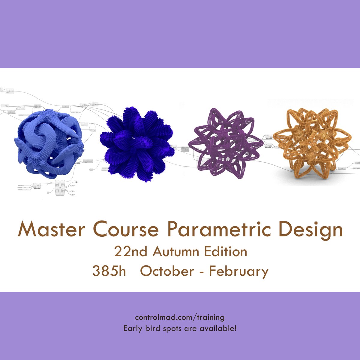 control_mad's tweet photo. π Registration is open for the next edition of our Master in Parametric Design!
π― Early bird discounts
π» Online / ποΈ Onsite / π Hybrid
π Part 1: Parametric tools
π οΈ Part 2: #DigitalFabrication
π Info: https://t.co/0O4OeDMaMM
#ParametricDesign #Grasshopper3D #Controlmad https://t.co/KvLFONojzz