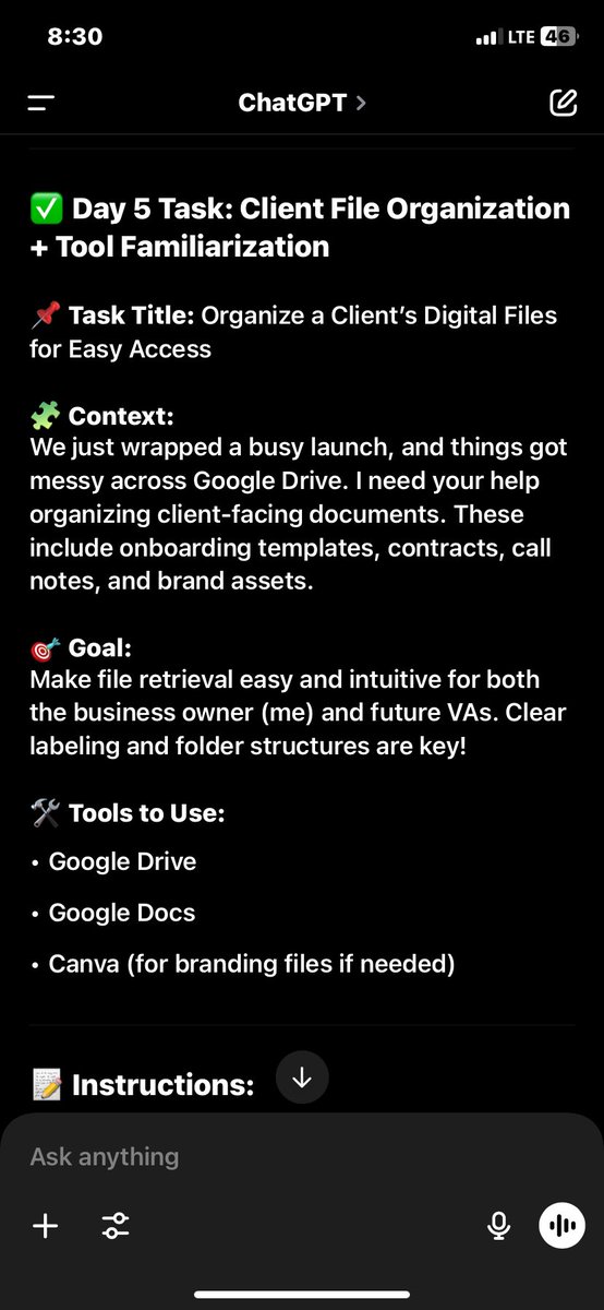 DeborahBassey25's tweet image. ✨Day 5 of Al prompt✨
Organized my client's digital files for easy access using Google Drive.
Folders, Labels, and Naming Conventions = Smooth
Operations!
#VirtualAssistantLife #OrganizedWorkspace
#DigitalFilingSystem #VADiaries #RemoteWorkFlow