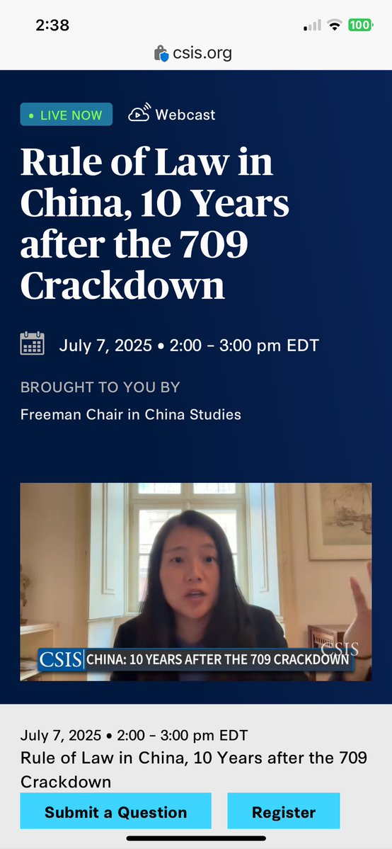 Sophie Richardson (@sophiedrich) on Twitter photo Thanks to @csis for a chance to mark #China #709 ten-year anniversary by listening to <a href="/Yaqiu/">Yaqiu Wang 王亚秋</a>, who focused on the incredible work-and sacrifices-of #humanrights lawyers and their families. The personal costs for challenging an abusive state became-remain-appallingly high. Thanks to @csis for a chance to mark #China #709 ten-year anniversary by listening to <a href="/Yaqiu/">Yaqiu Wang 王亚秋</a>, who focused on the incredible work-and sacrifices-of #humanrights lawyers and their families. The personal costs for challenging an abusive state became-remain-appallingly high.